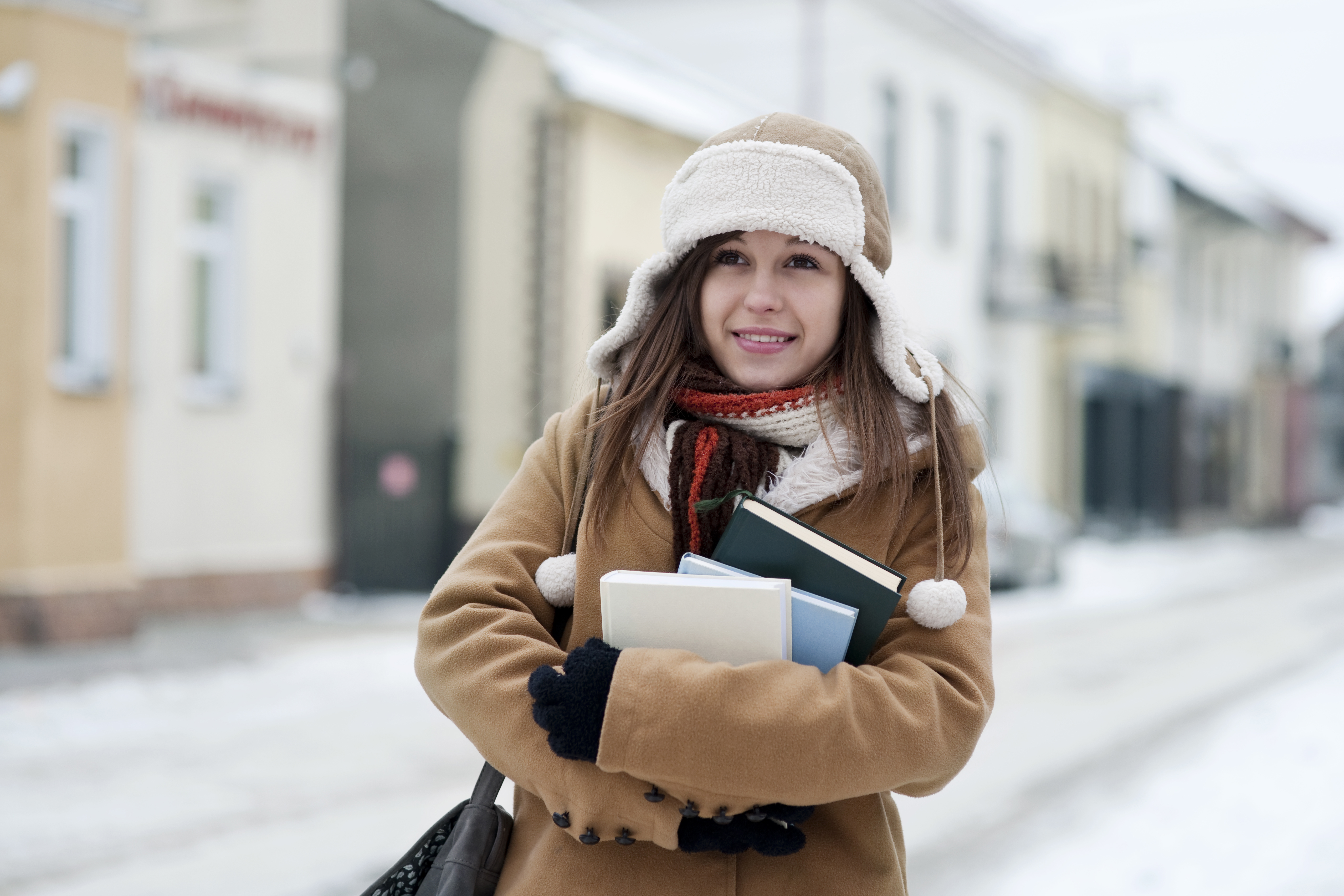 Student girl in wintertime Student girl in wintertime